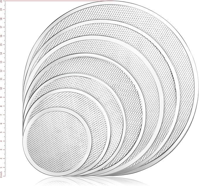New Star Foodservice 50936 Restaurant-Grade Aluminum Pizza Baking Screen, Seamless, 8-Inch, Pack of 6