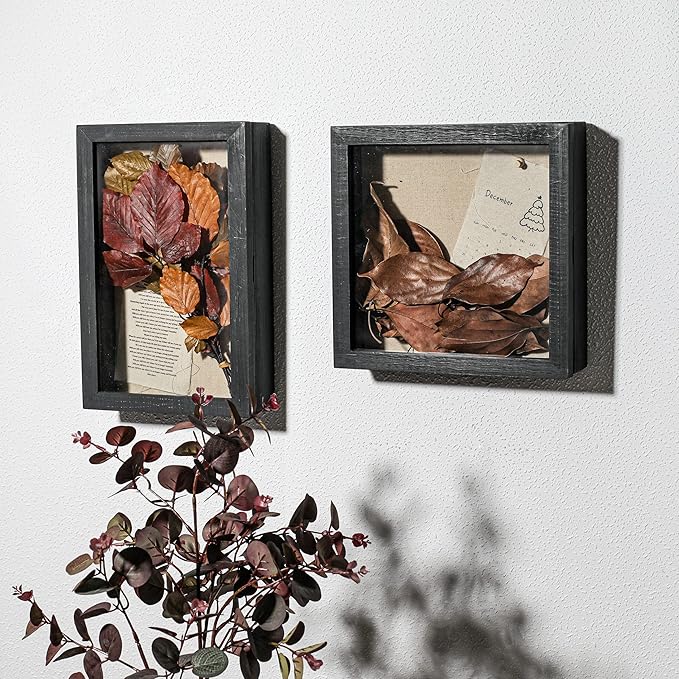 Freezing point Shadow Box Frame 8x12.5 Shadow Box Display Case Cabinet Picture with Linen Back Memorabilia Awards Medals Pin Bouquet Wedding Flower Baby Memory Box for Keepsake Black Large