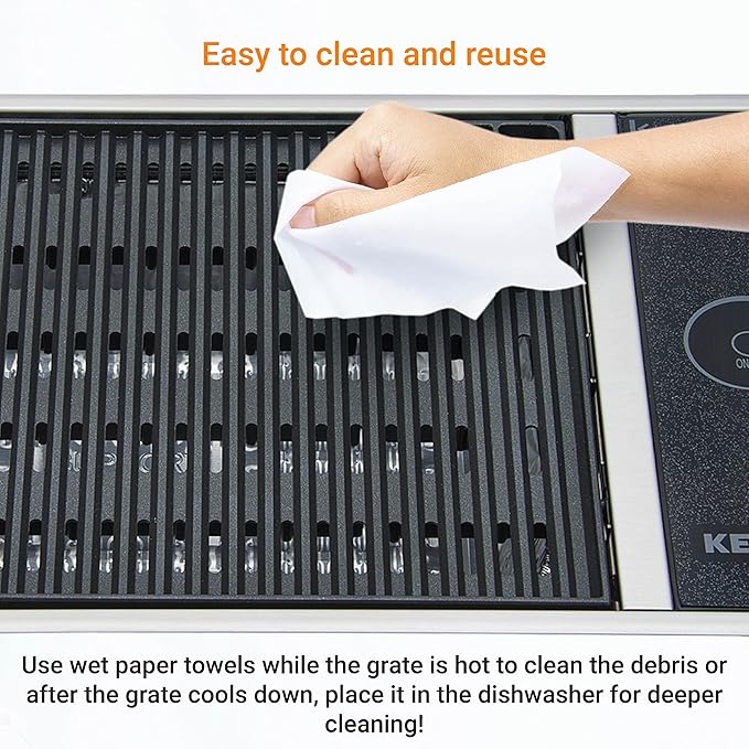 Kenyon No-Lid Built-In Electric Grill, Stainless Steel Grill With Single Burner, Quick Heat Up, Digital Touch Panel, UL-Approved For Indoor And Outdoor Use, Dishwasher Safe Grate, 120V