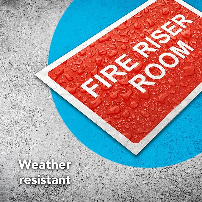 Fire Riser Room Sticker, 7x10 Vinyl Fire Extinguisher Inside Sticker, Waterproof, UV Protected, Adhesive Backing Decal