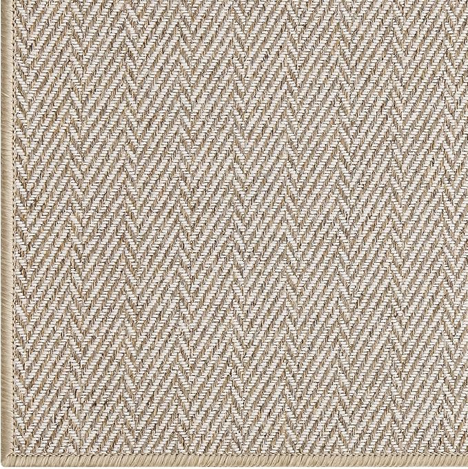 LUMI Ultra Thin Indoor Door Mat for Entrance 36"x56", Non Slip Entryway Mat, Low Profile Doormat, Unique Herringbone Design Carpet for Inside, Patio, Porch, Beige