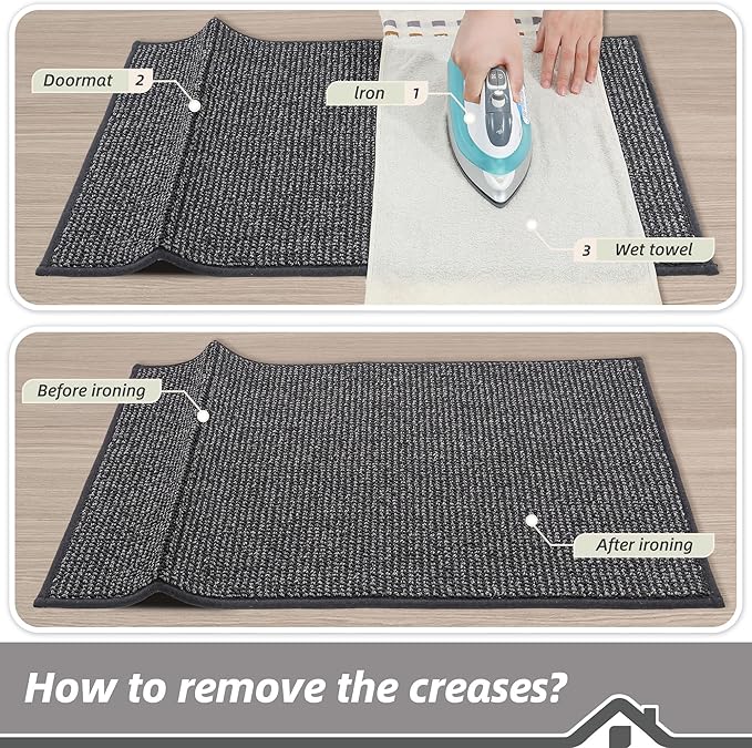 BEQHAUSE Dirt Trapper Door Mat 20" x 32", Non-Slip Washable Doormats Entrance Mat, Dirt Resistant and Absorbent Welcome Mat, Low Profile Floor Mats for Front Back Door and Entryway, Charcoal
