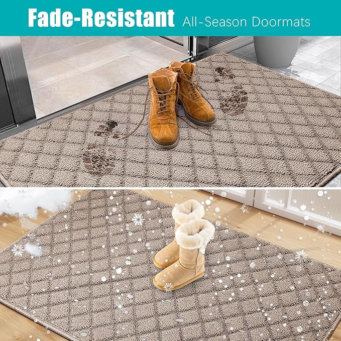 Azadx 4'x6' Front Entryway Door Mat Non Slip Indoor Door mats Washable Entry Mats Welcome Doormat Dirt Trapper for House Entry Low Profile Doormat Indoor Entrance Mat