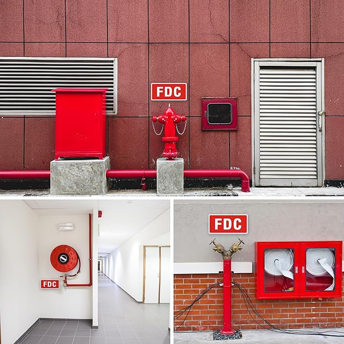 FDC Sign, 2 Pack FDC Sign Outdoor Aluminum Metal Sign, FDC Signs for Fire Department Connection, UV Protected Weather Resistant and Easy to Install (Size: 12x6 inches)