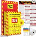 MSDS Wall Station - 3 Inch 3 Ring Material Safety Data Sheet Binder with SDS Wire Rack and Display Sign, Chain, Mounting Hardware, SDS Poster, MSDS Labels - Heavy Duty OSHA Yellow Binder (pack of 10)
