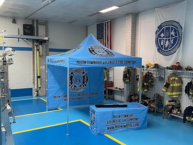 Custom Canopy Pop Up Tent 10x10 with Logo, Personalized Pop Up Canopy for Tradeshow, Customized Canopy Advertising Outdoor Tent (top Canopy+one Full Wall+13kgs Frame+6 ft Table Cover)