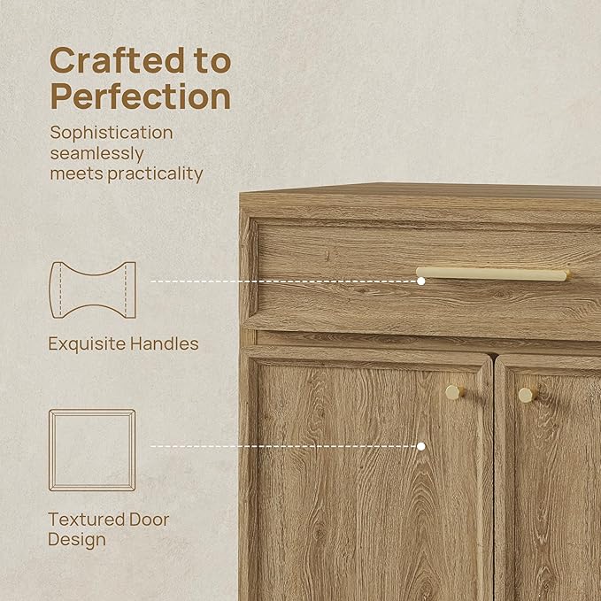SICOTAS Buffet Cabinet with Storage Large Accent Storage Cabinet with Doors and Shelves 60" Modern Farmhouse Sideboard Credenza Buffet Table Coffee Bar for Living Room Kitchen Dining Room Entryway