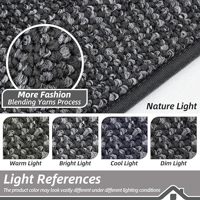 BEQHAUSE Dirt Trapper Door Mat 20" x 32", Non-Slip Washable Doormats Entrance Mat, Dirt Resistant and Absorbent Welcome Mat, Low Profile Floor Mats for Front Back Door and Entryway, Charcoal