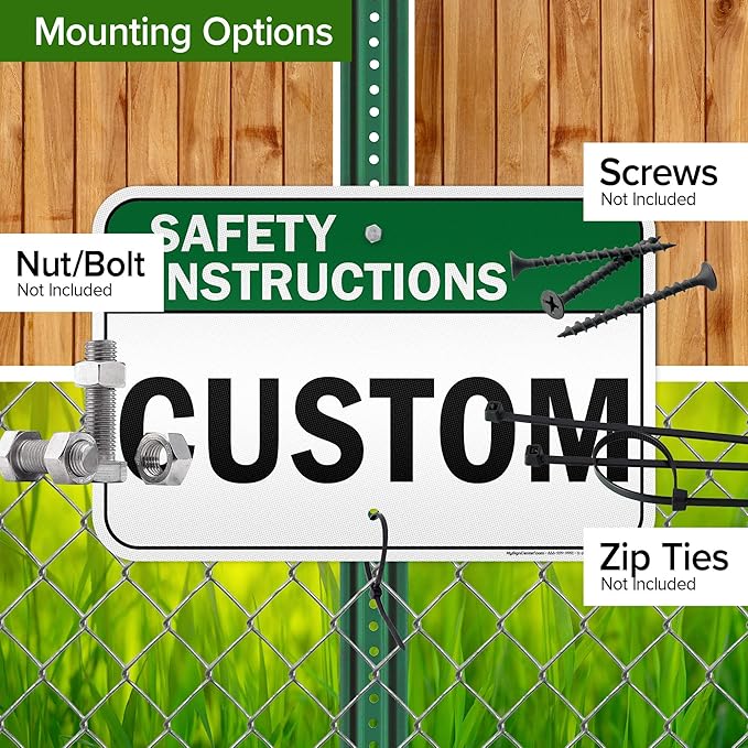 Custom Safety Instructions Sign, Ansi Sign, Osha Compliant, 12x18 Inches, 3M EGP Reflective, Rust Free .063 Aluminum, Fade Resistant, Made in USA by My Sign Center
