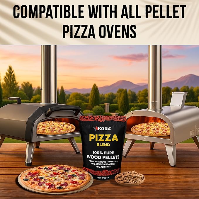Kona Wood Pellets Pizza Blend, Intended for Ooni & Big Horn Pellet Pizza Ovens, 2lb Resealable Bag