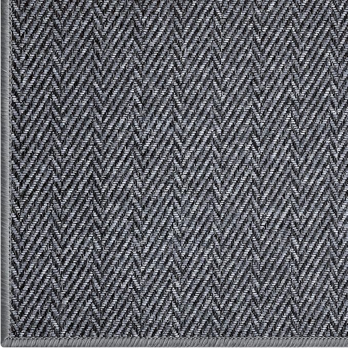 LUMI Ultra Thin Indoor Door Mat for Entrance 17"x30", Non Slip Entryway Mat, Low Profile Doormat, Unique Herringbone Design Carpet for Inside, Patio, Porch, Medium Gray