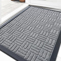 OLANLY Front Door Mat Outside Entrance 35x23, Absorbent, Heavy Duty Sturdy Natural Rubber Doormat Indoor Outdoor, Non-Slip, Stain and Fade Resistant, Low Profile Floor Mat for Entryway, Charcoal Gray
