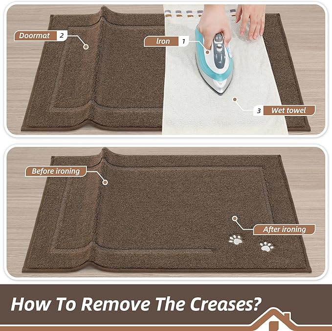BEQHAUSE Dog Door Mat for Muddy Paws 32"x48" Dirt Trapper Absorbent Doormat Non Slip Entryway Rugs Washable Stain Resistant Welcome Floor Mat Soft Low-Profile for Front Back Door, Brown