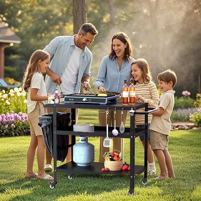 TOLEAD Outdoor Grill Cart, Grill Tables for Outside, Outdoor Pizza Oven Table, Outdoor Table for Grill, Pizza Oven Stand for Pizza Oven, Outside, Griddle, Patio (NO Hook)