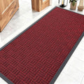 OLANLY Front Door Mat Outside Entrance 59x23, Absorbent, Heavy Duty Sturdy Natural Rubber Doormat Indoor Outdoor, Non-Slip, Stain and Fade Resistant, Low Profile Floor Mat for Entryway, Black Red