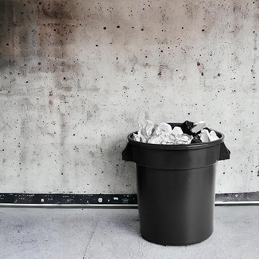 PRO&Family Commercial Round Trash Can, Ingredient Bin, Heavy-Duty Plastic, Anti-Static, Kitchen, Office, Outdoor Use (Black, 20 Gallon)