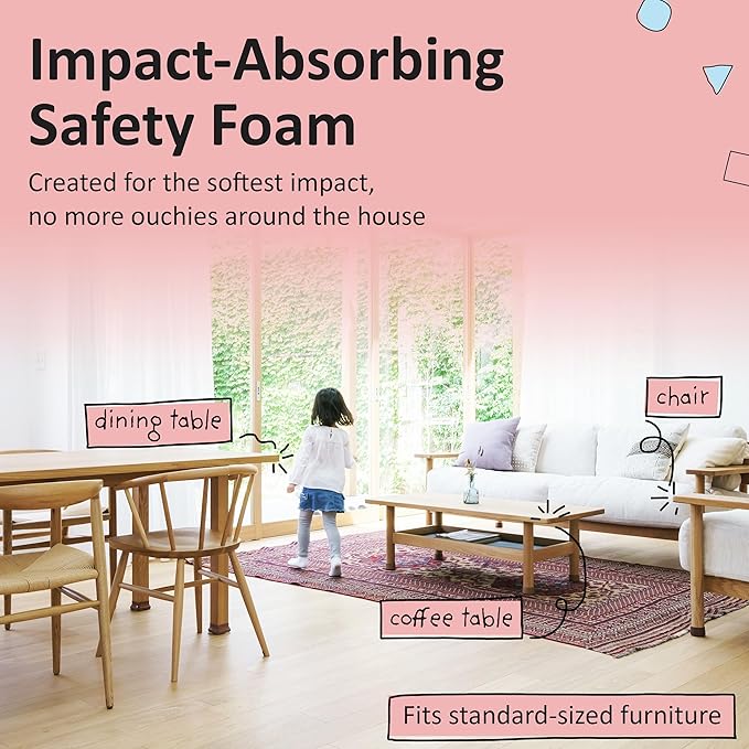 Bébé Earth Baby Proofing Edge and Corner Guard Protector Set for Back to School, 20 Feet Edges & 8 Foam Corners, Furniture and Tables Child Baby Proof Bumpers, Pre-Taped Corner Cushions - Onyx Black
