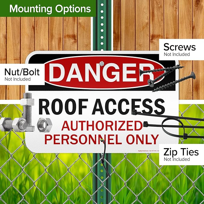 Danger Roof Access Authorized Personnel Only Sign, 12x18 Inches, 3M EGP Reflective, Rust Free .063 Aluminum, Fade Resistant, Made in USA by My Sign Center