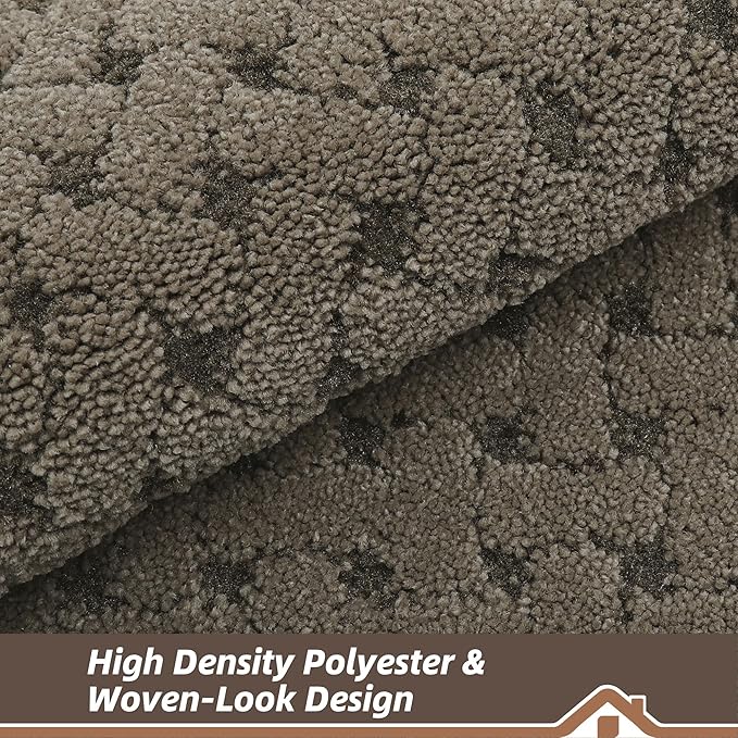 BEQHAUSE Dirt Trapper Door Mat Non-Slip Entryway Rugs Stain Resistant Absorbent Dog Doormats Woven-Look Washable Welcome Floor Doormat for Front Back Door, Muddy Wet Shoes & Paws, 32" x 48", Brown