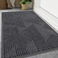 Smiry Front Door Mat Outside Entrance, Heavy Duty Sturdy Natural Rubber Doormat, Trap Dirt and Moisture, Easy Clean Low Profile Mats for Indoor Outdoor Entry, Irregular Triangle (71x47, Medium Grey)