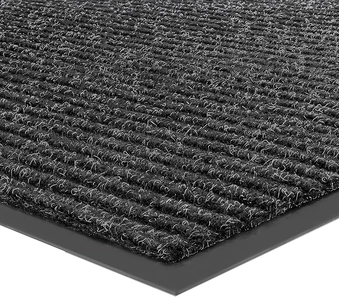 Front Door Mat, Heavy Duty Indoor Outdoor Doormat for Entryway, 48" x 36" Low Profile Outdoor Mats for Home Entrance, Stain and Fade Resistant Welcome Mat for High Traffic Area, Black
