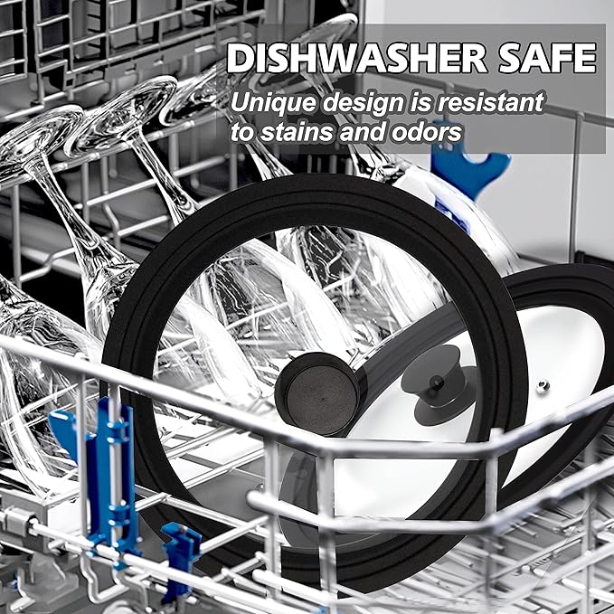 Tempered Glass Lid Set of 2 - Universal Lids with Heat Resistant Silicone Rim for Pots, Pans and Skillets - Pan Cover Replacement Lids Fit 7", 8" & 9" and 10", 11" & 12" Diameter Cookware