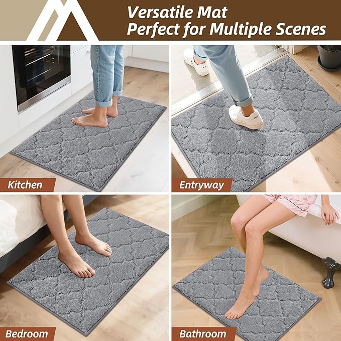 COSY HOMEER Kitchen Rugs 24"x36" Non-Slip Washable Kitchen Mats for Floor Absorbent Kitchen Carpet Soft Rugs for Kitchen,Sink Mat,Entrance,Area Rug,Grey