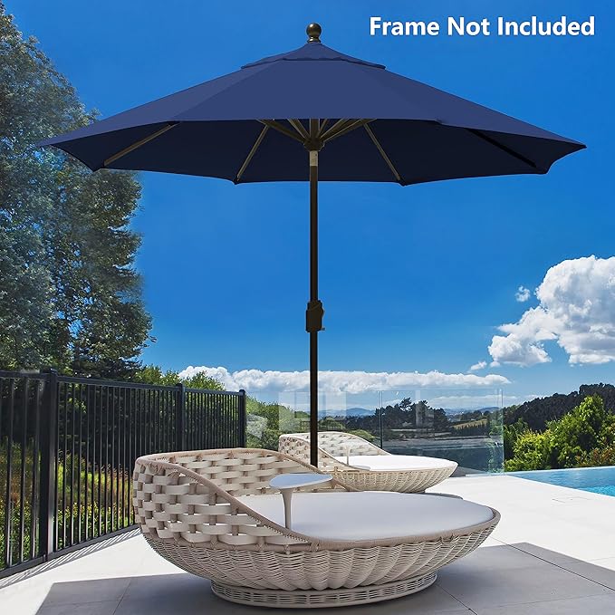 EliteShade USA 9FT Patio Umbrella Replacement Covers 8 Ribs Market Umbrella Canopy Cover (CANOPY ONLY) (Navy Blue)