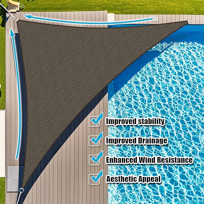 Amagenix Sun Shade Sail 7'X7'X7' Curved Edge Outdoor Shade Canopy Mocha Breathable 95% UV Block Shade Cloth for Patio Garden Backyard (We Make Custom Size)