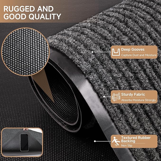 Front Door Mat Outside Entrance, 72" x 24" Sturdy Indoor Outdoor Mats for Entryway, Low Profile Welcome Doormat for Home Entrance, Non Slip Shoe Scraper Mat, Ideal for High Traffic Area