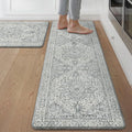 GENIMO Kitchen Mats for Floor, 2PCS Kitchen Rugs Non Slip Washable, Waterproof Anti Fatigue Mat, Comfort Standing Runner Rug for Sink, Office, Laundry, Home, 17.3"x59"+17.3"x30", Blue Grey