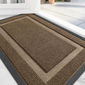 OLANLY Front Door Mat Indoor Outdoor Entrance, Waterproof All-Season, All-Weather Doormat, Sturdy Natural Rubber, Fade Resistant, Low Profile, Easy Clean Patio Porch Entryway Mat, 59x40, Brown