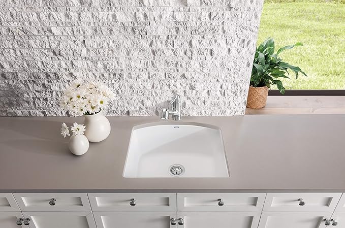 BLANCO, White 440175 DIAMOND SILGRANIT Single Bowl Undermount Kitchen Sink 24 x 20-13/16-Inch