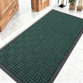 OLANLY Front Door Mat Outside Entrance 47x23, Absorbent, Heavy Duty Sturdy Natural Rubber Doormat Indoor Outdoor, Non-Slip, Stain and Fade Resistant, Low Profile Floor Mat for Entryway, Black Green