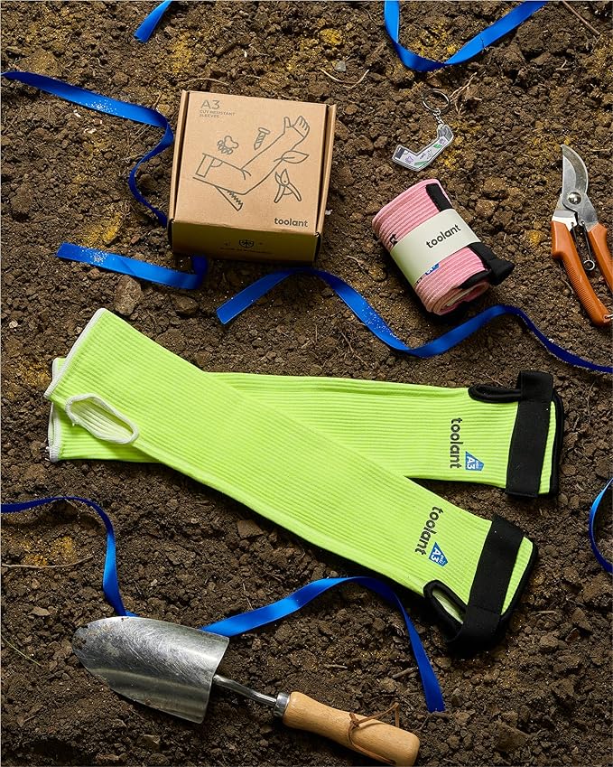 OriStout Cut Resistant Gardening Sleeves with Tumb Hole, Protective Arm Sleeves for Yard Work, Kitchen, Arm Guards for Biting, Pet Grooming, Gardening Gifts for Women, Pink & Green, 2 Pairs