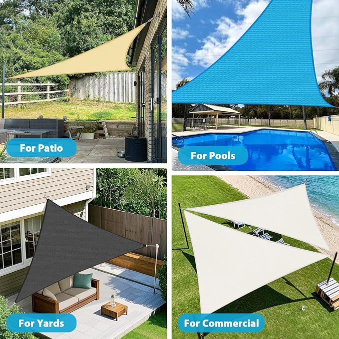 Amagenix Sun Shade Sail 12'X15'X19.2' Curved Edge Outdoor Shade Canopy Beige Breathable 95% UV Block Shade Cloth for Patio Garden Backyard (We Make Custom Size)