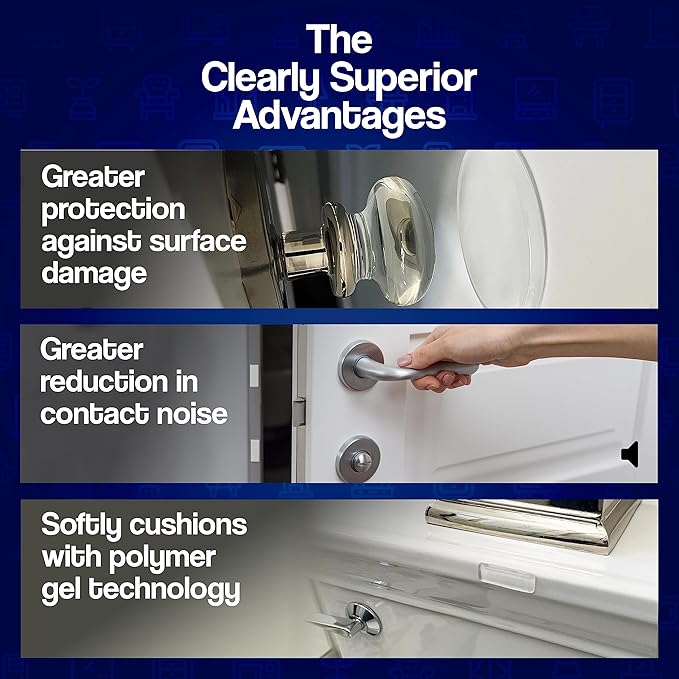 Round Medium 2.5" Clear Bumpers 8 Pack – Self Adhesive Doorknob Protector Wall Guard - Protects Walls from Door Knobs and Handles