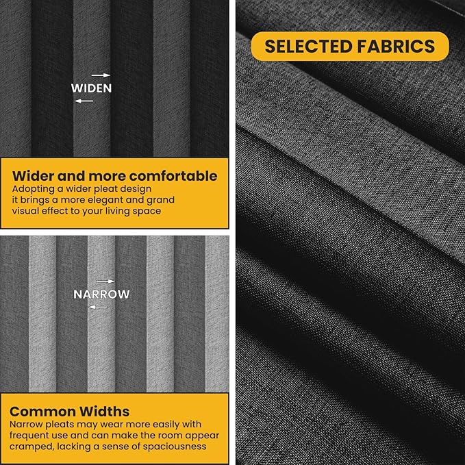 100% Blackout Accordion Room Divider Curtains - with Flexible Ceiling Track Total Privacy Sound Proof Curtains Suitable for Bedroom Patio Sliding Door(Black, W100 x L108, 1 Pack)