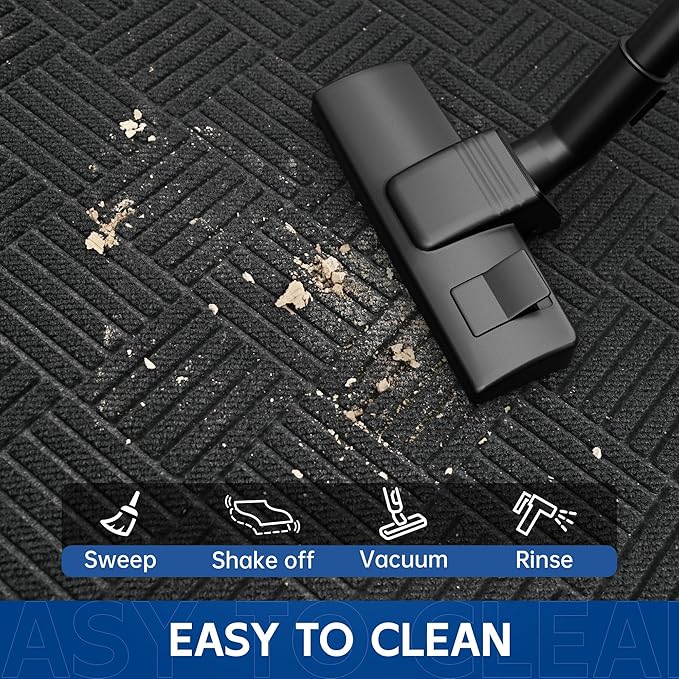 Durable Indoor Outdoor Door Mat, 2' x 4' Heavy Duty Front Door Mat for Entryway, Non-Slip Backing, Stain and Fade Resistant, Absorbent Commercial Floor Mat for High Traffic Area, Black