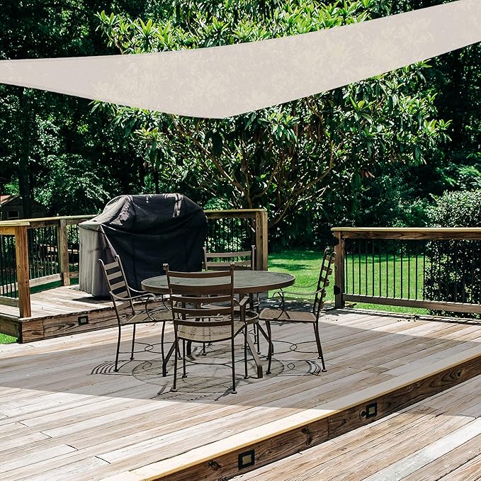 AsterOutdoor Sun Shade Sail Triangle 12' x 12' x 12' UV Block Canopy for Patio Backyard Lawn Garden Outdoor Activities, Cream