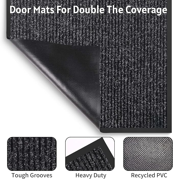 Front Door Mat Indoor Outdoor Entrance, 36" x 60" All-Season Heavy Duty Waterproof Doormat, Non-Slip Absorbent Entryway Mat, Easy to Clean, Low Profile Commercial Floor Mat for Indoor Outdoor