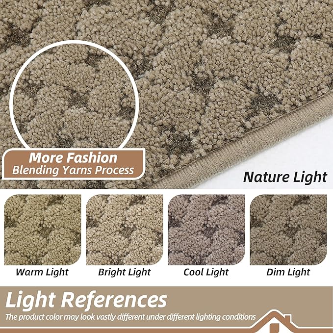 BEQHAUSE Dirt Trapper Door Mat Non-Slip Entryway Rugs Stain Resistant Absorbent Dog Doormats Woven-Look Washable Welcome Floor Doormat for Front Back Door, Muddy Wet Shoes & Paws, 36" x 60", Beige