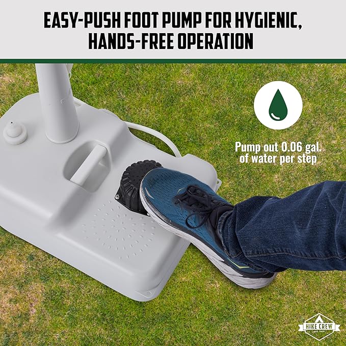 Hike Crew Portable Camping Sink & Waste Tank | Large Outdoor Hand Washing Station with 4.5 Gal Capacity, Hands-Free Foot Pump, Faucet, Soap Dispenser & Towel Rack | Includes 10 Gal Travel Waste Tank