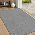 Ultra Thin Door Mat Indoor Entrance 24"x36", Low-Profile Indoor Door Mat, Non Slip Entry Mat Rubber Backing Unique Herringbone Design Inside Doormat Dirt Trapper Entryway Mats, Grey