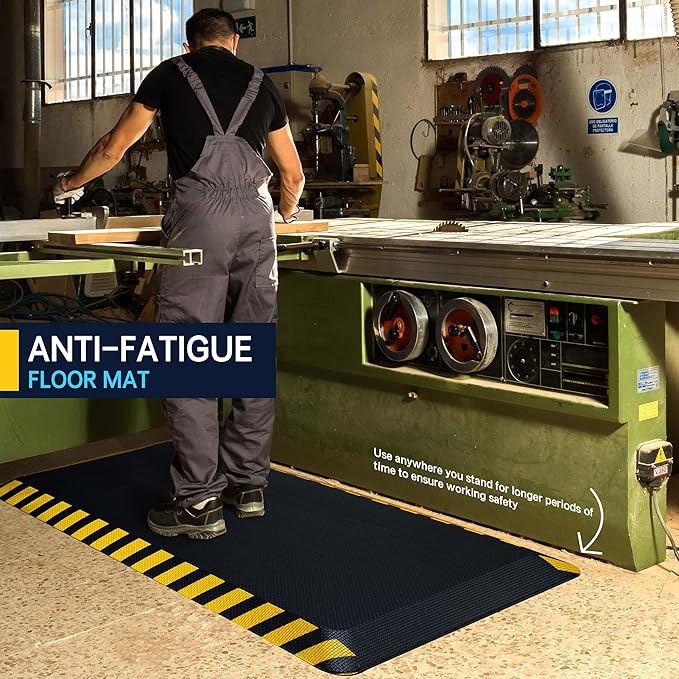 FEATOL Anti Fatigue Mat Industrial, Ergonomic Standing Floor Mat for Work for Stand -Safety Support for Leg & Back Pain(Yellow Border, 20" x 32", 1PC)