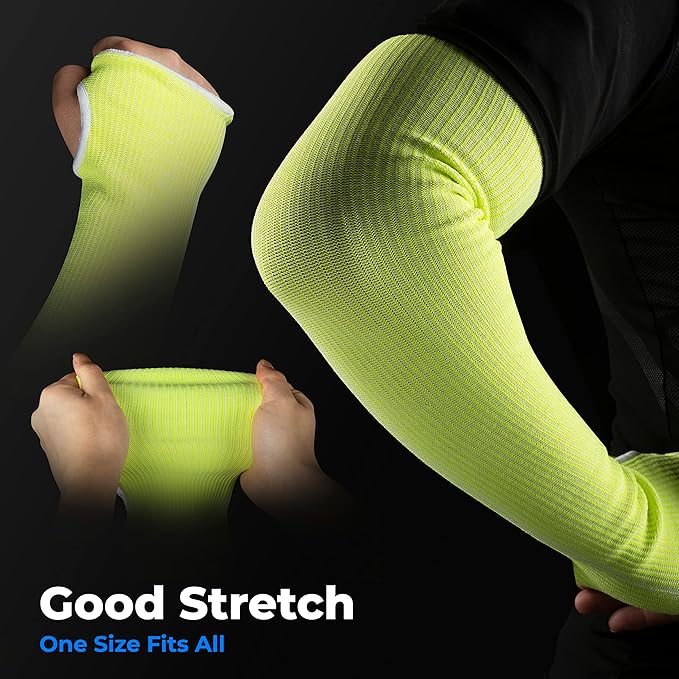OriStout Cut Resistant Gardening Sleeves with Tumb Hole, Protective Arm Sleeves for Yard Work, Kitchen, Arm Guards for Biting, Pet Grooming, Gardening Gifts for Women, Pink & Green, 2 Pairs