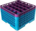 CFS RG25-5C414 OptiClean 25 Compartment Glass Rack with 5 Extenders, 11.9", Polypropylene, Lavender/CFS Blue