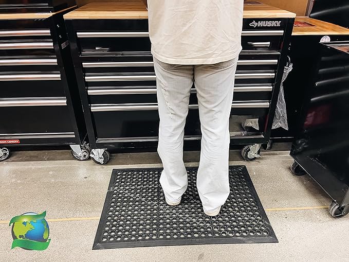 Envelor Anti Fatigue Mat 4 Pack Rubber Floor Mats Door Mat Non Slip Drainage Mat for Entryway, Kitchen, Restaurant, Garage, Heavy Duty Use Doormat, Commercial Floor Mat Industrial 24 x 36 Inches