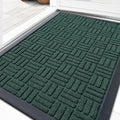 OLANLY Front Door Mat Outside Entrance 33x21, Absorbent, Heavy Duty Sturdy Natural Rubber Doormat Indoor Outdoor, Non-Slip, Stain and Fade Resistant, Low Profile Floor Mat for Entryway, Black Green