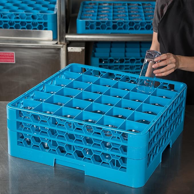 Carlisle FoodService Products 36 Compartment Full Size OptiClean Glass Rack, Blue, 7.12"